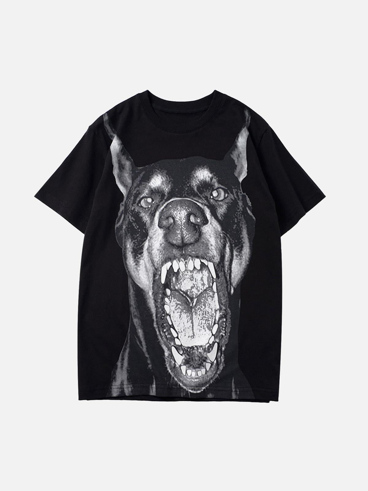 Concert Outfit 3D Printed Doberman Dog Head Hip Hop T-Shirt