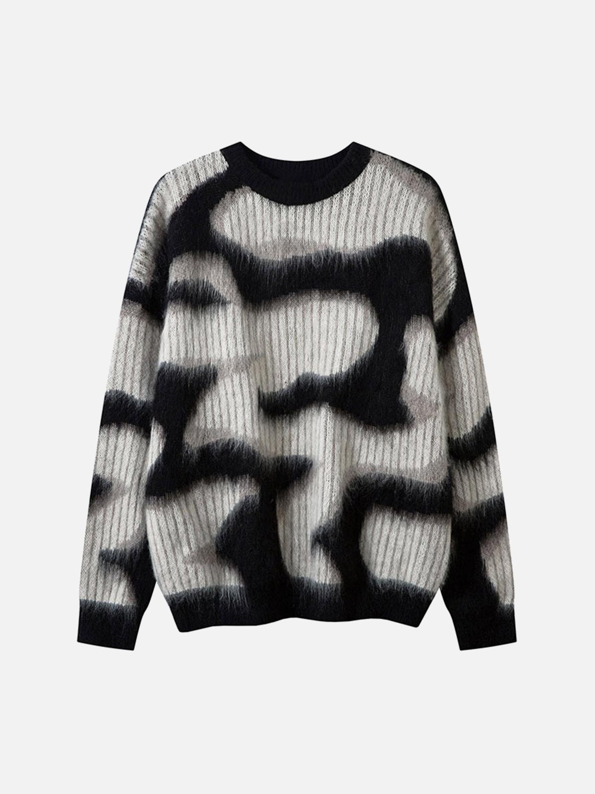 Concert Outfit Abstract Mohair Crew Neck Sweater