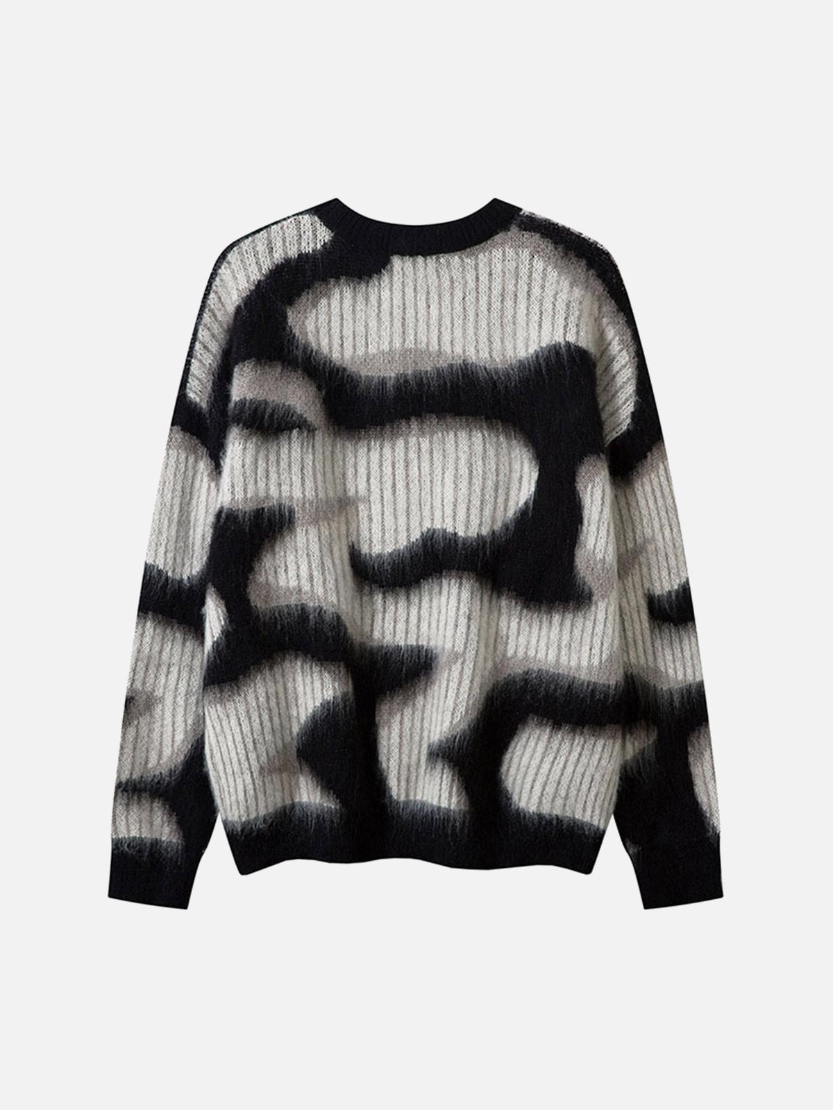 Concert Outfit Abstract Mohair Crew Neck Sweater