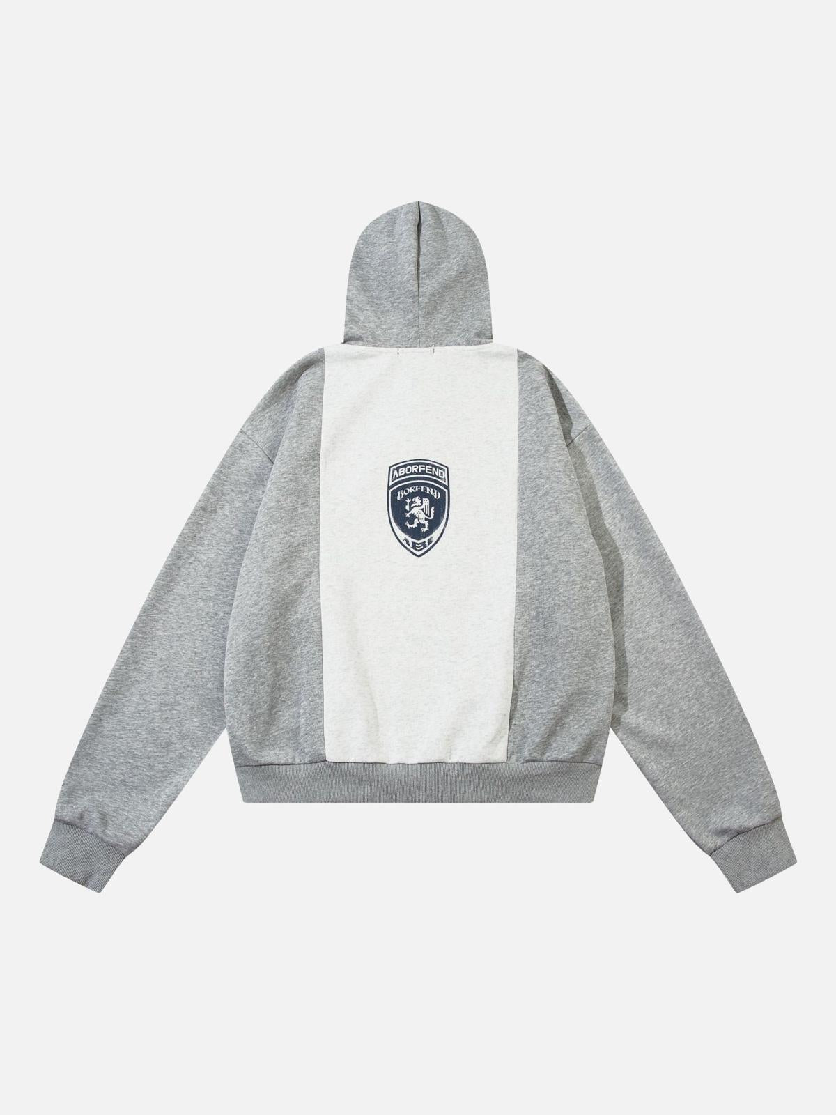 Concert Outfit Academic Style Assembled Color Blocking Hoodie