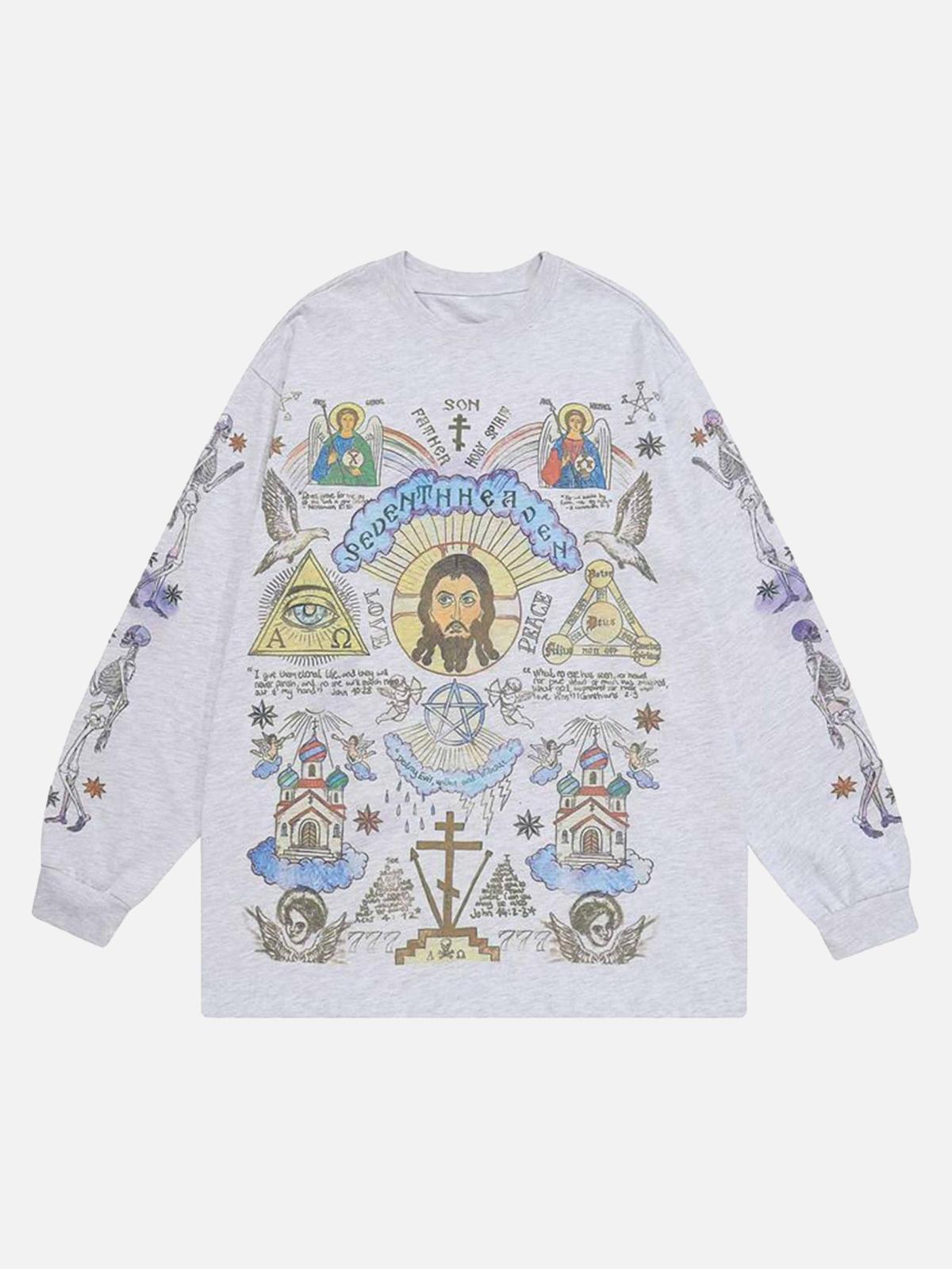 Concert Outfit American High Street Graffiti Long Sleeve T-Shirt