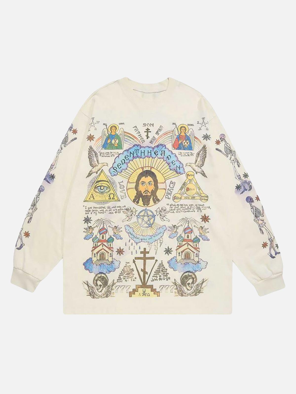 Concert Outfit American High Street Graffiti Long Sleeve T-Shirt
