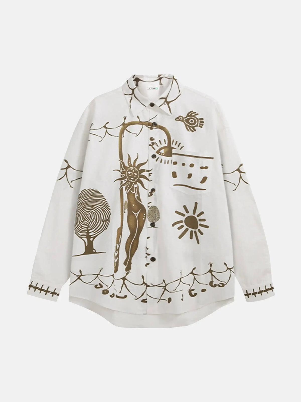 Concert Outfit American Mayan Abstract Mural Shirt