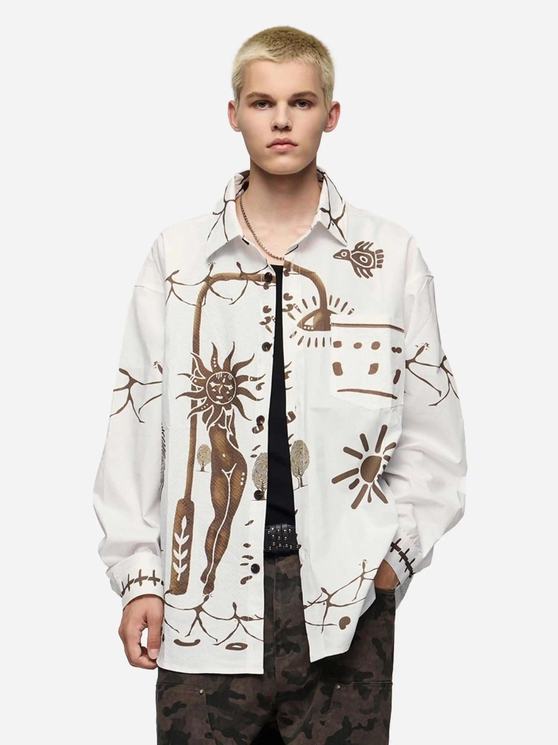 Concert Outfit American Mayan Abstract Mural Shirt