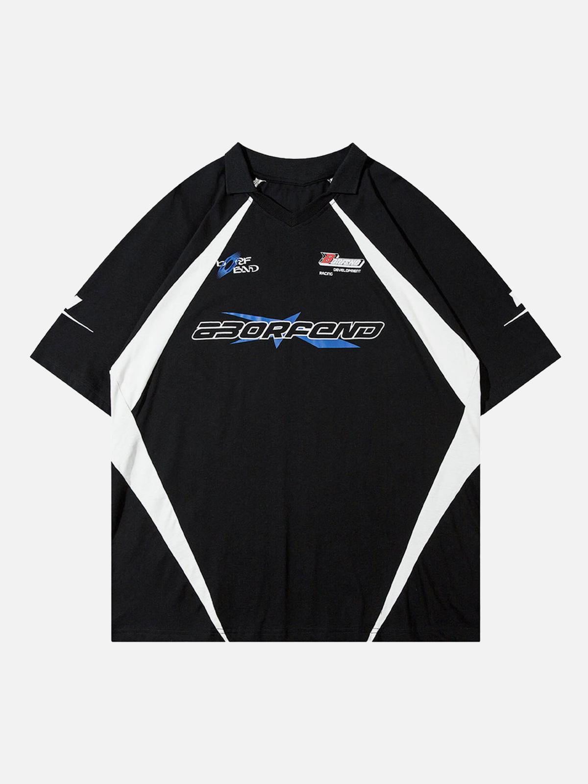 Concert Outfit American Patchwork Vintage Lapel T-Shirt