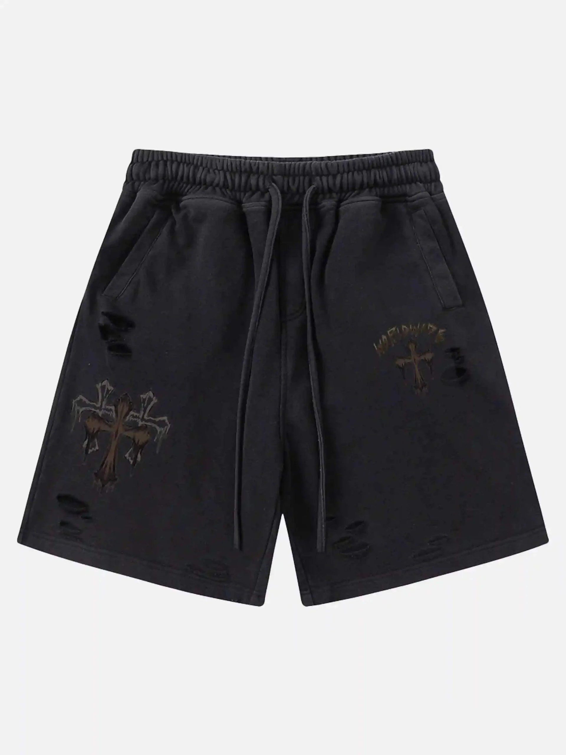 Concert Outfit American Retro Cross Cut Hole Shorts