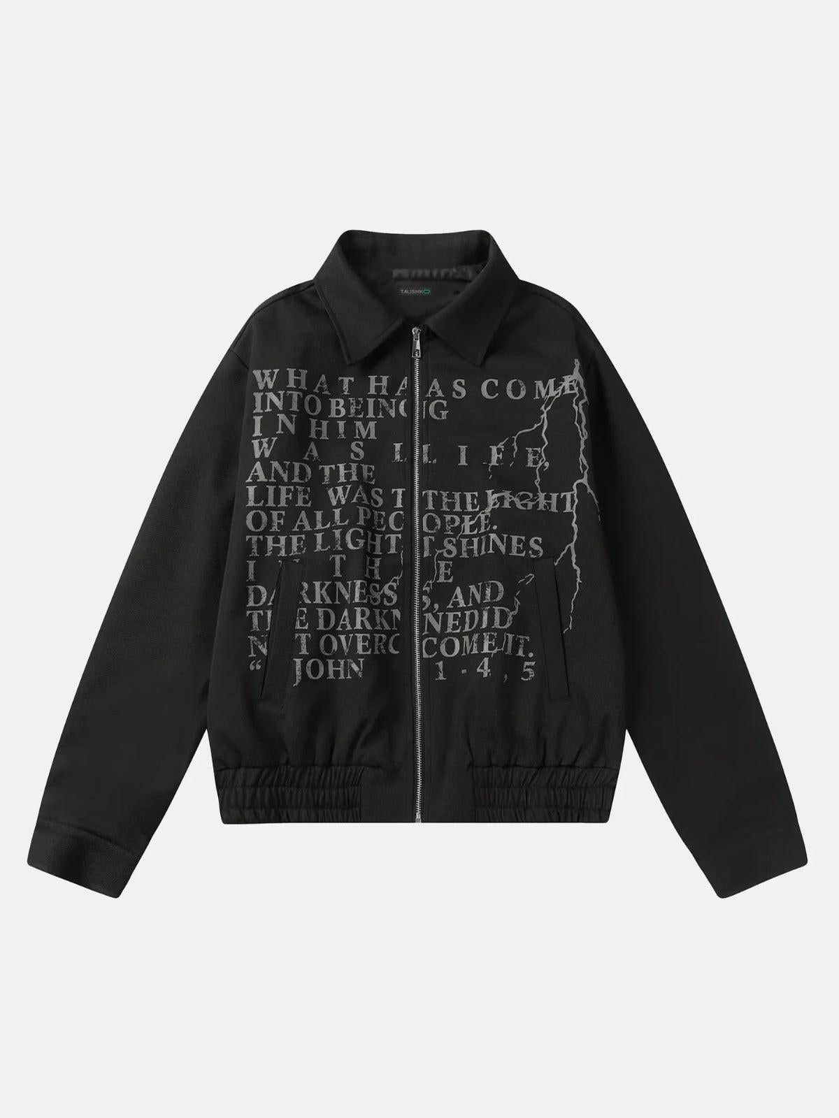 Concert Outfit American Retro Distressed Letter Print Jacket