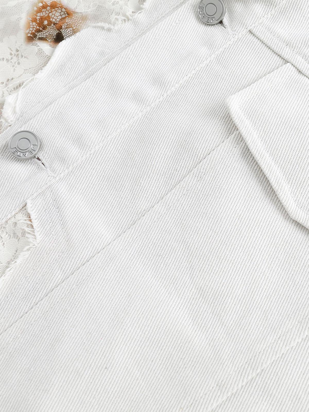 Concert Outfit American Retro Lace Patchwork Denim Jacket Concert Outfit American Retro Lace Patchwork Denim Jacket