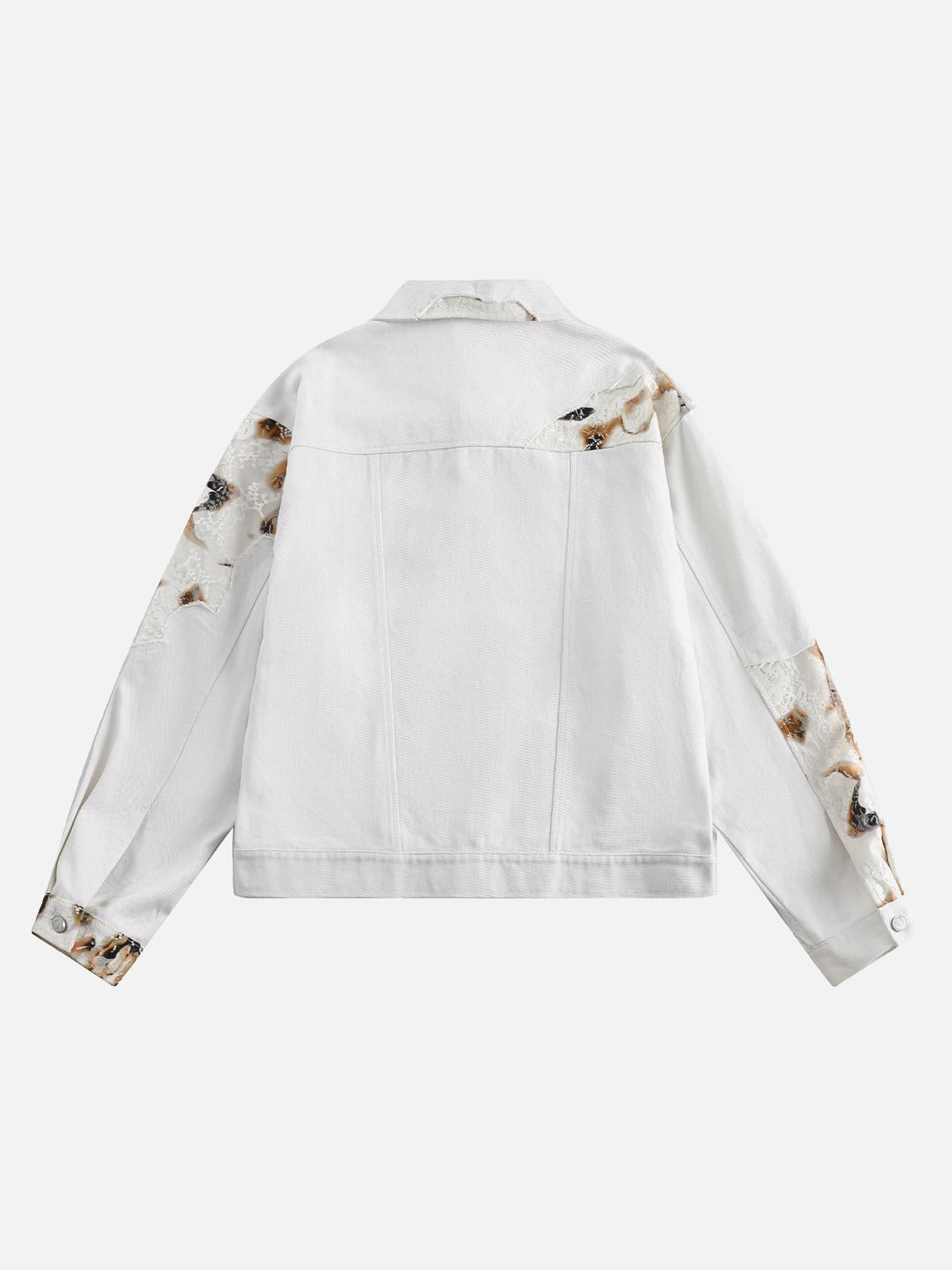 Concert Outfit American Retro Lace Patchwork Denim Jacket