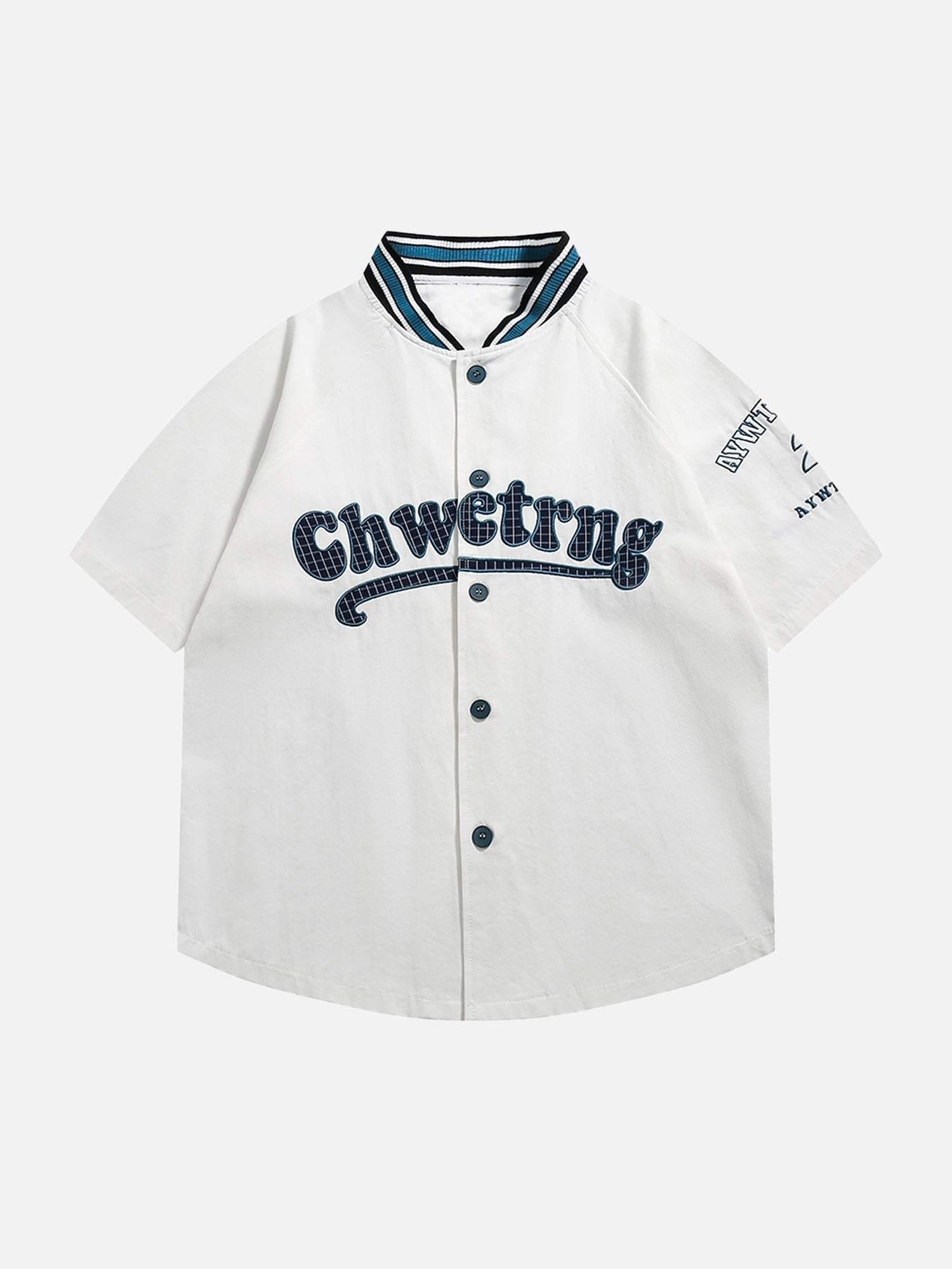 Concert Outfit American Retro Letter Patch Short-Sleeved Shirt