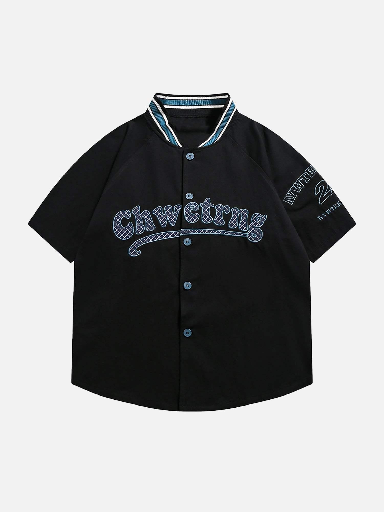 Concert Outfit American Retro Letter Patch Short-Sleeved Shirt