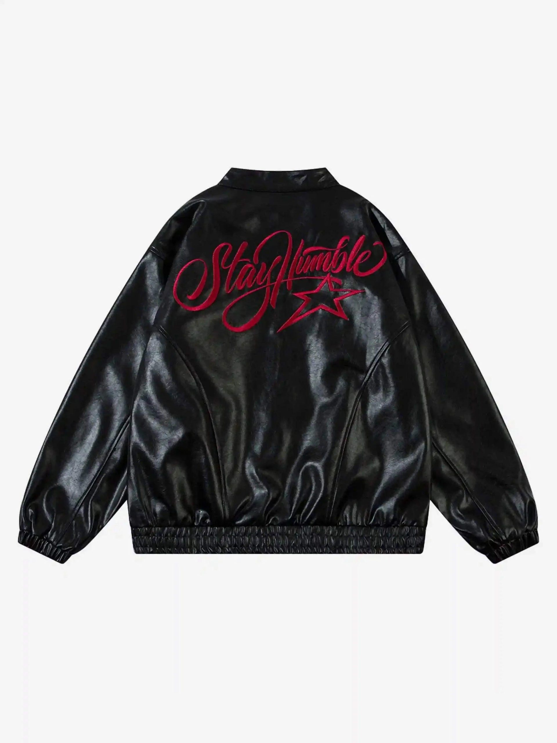 Concert Outfit American Retro Script Embroidered Motorcycle Jacket