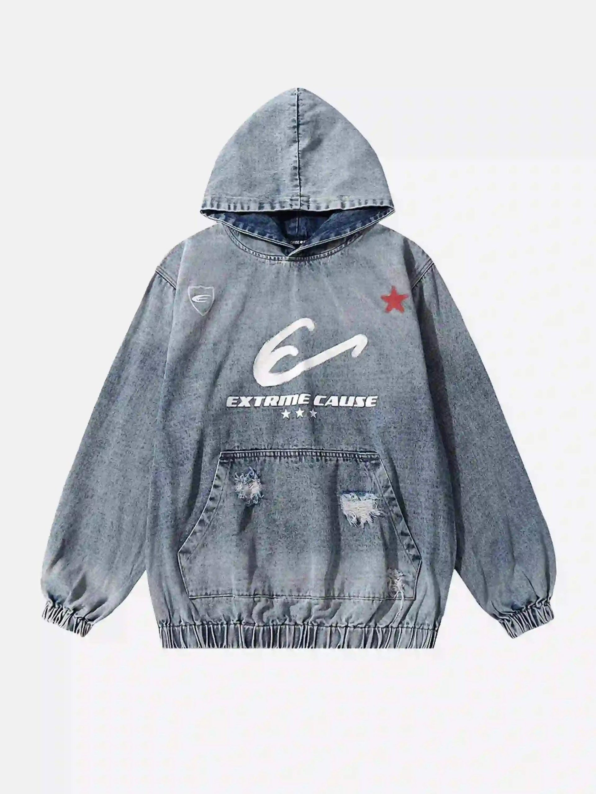 Concert Outfit American Street Gradient Denim Hoodie