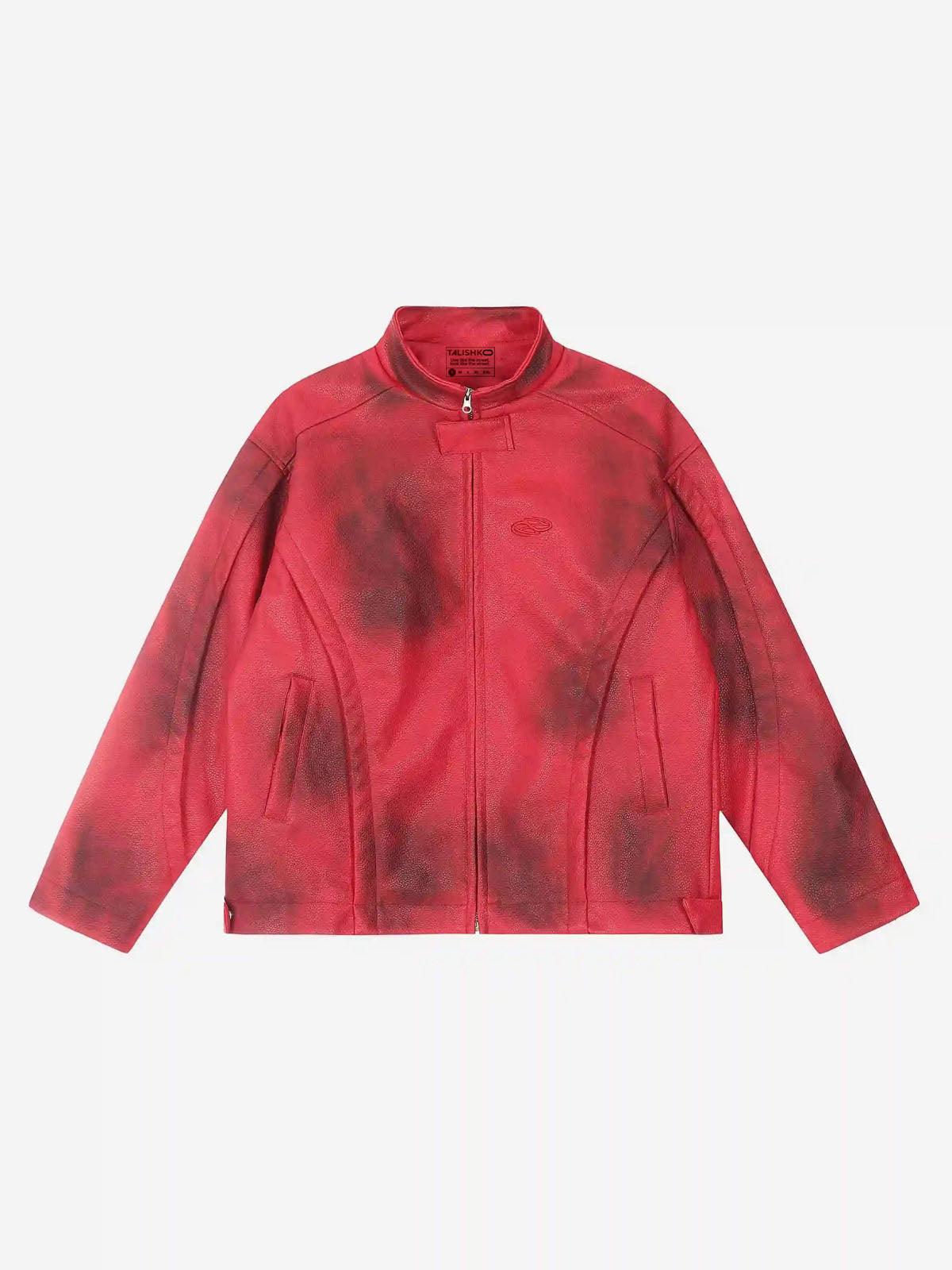 Concert Outfit American Style 3D Embroidery Spray Color Motorcycle Jacket