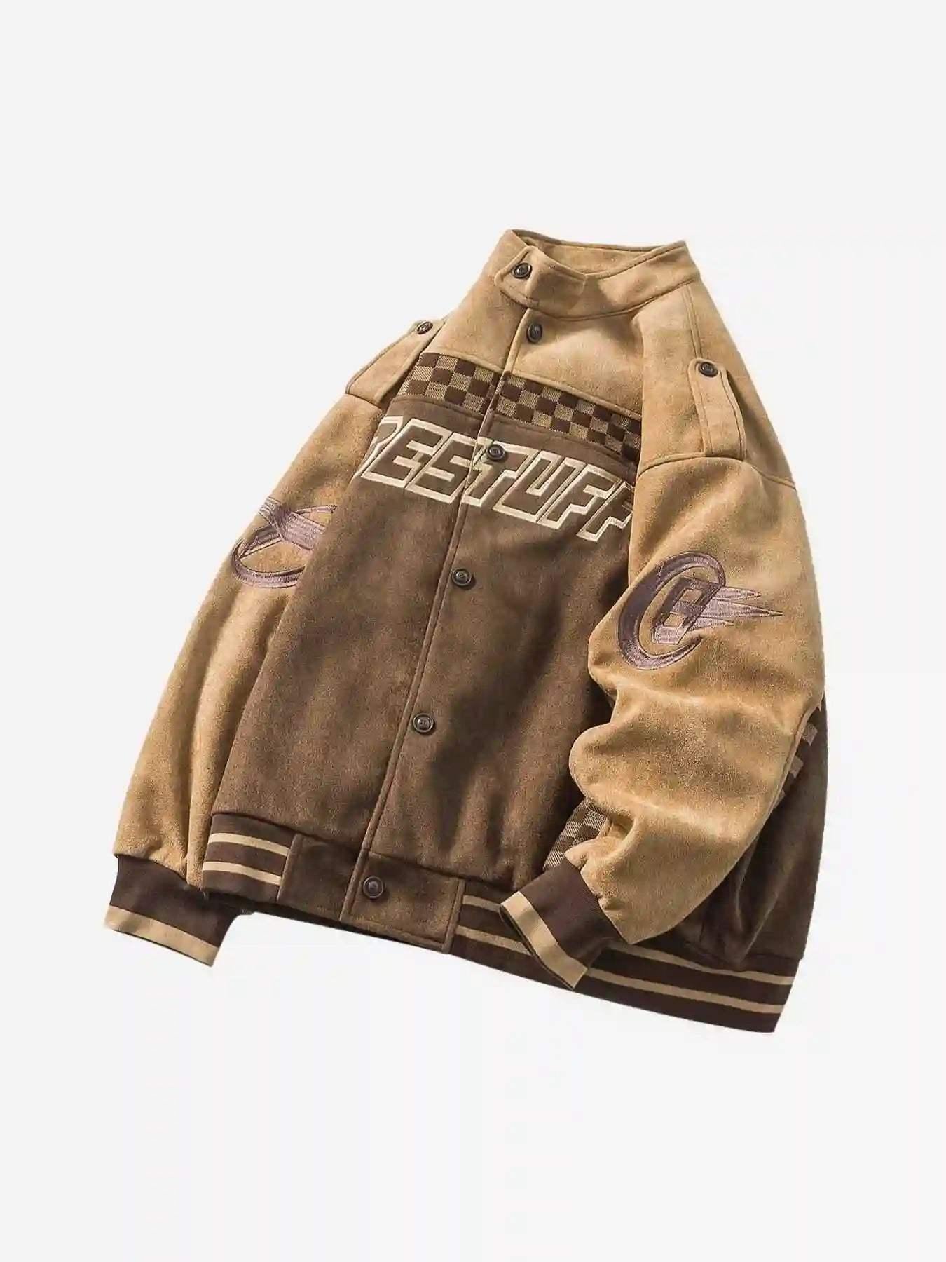 Concert Outfit American Vintage Checkerboard Patchwork Jacket