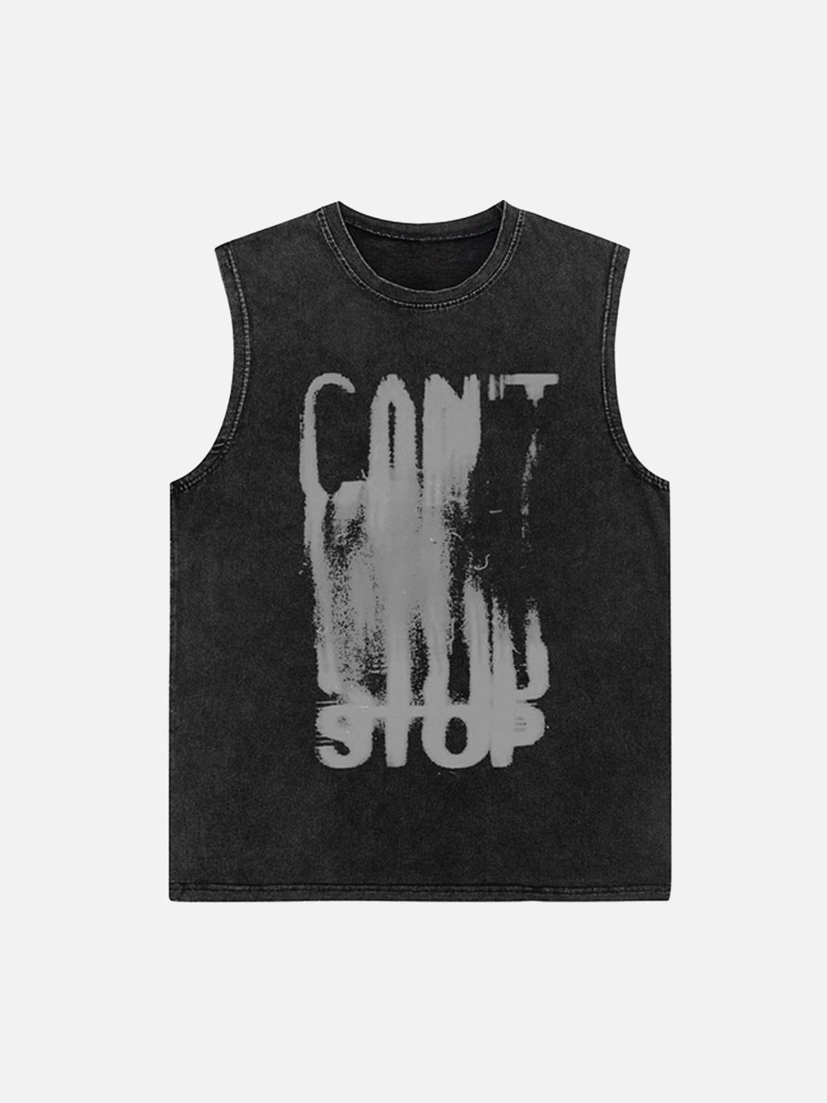 Concert Outfit Art Letter Washed Distressed Vest