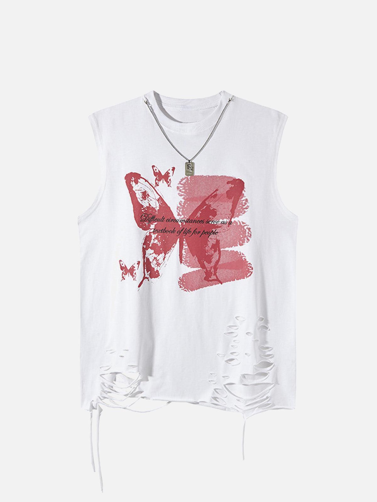 Concert Outfit Asymmetric Distressed Graffiti Chain Vest