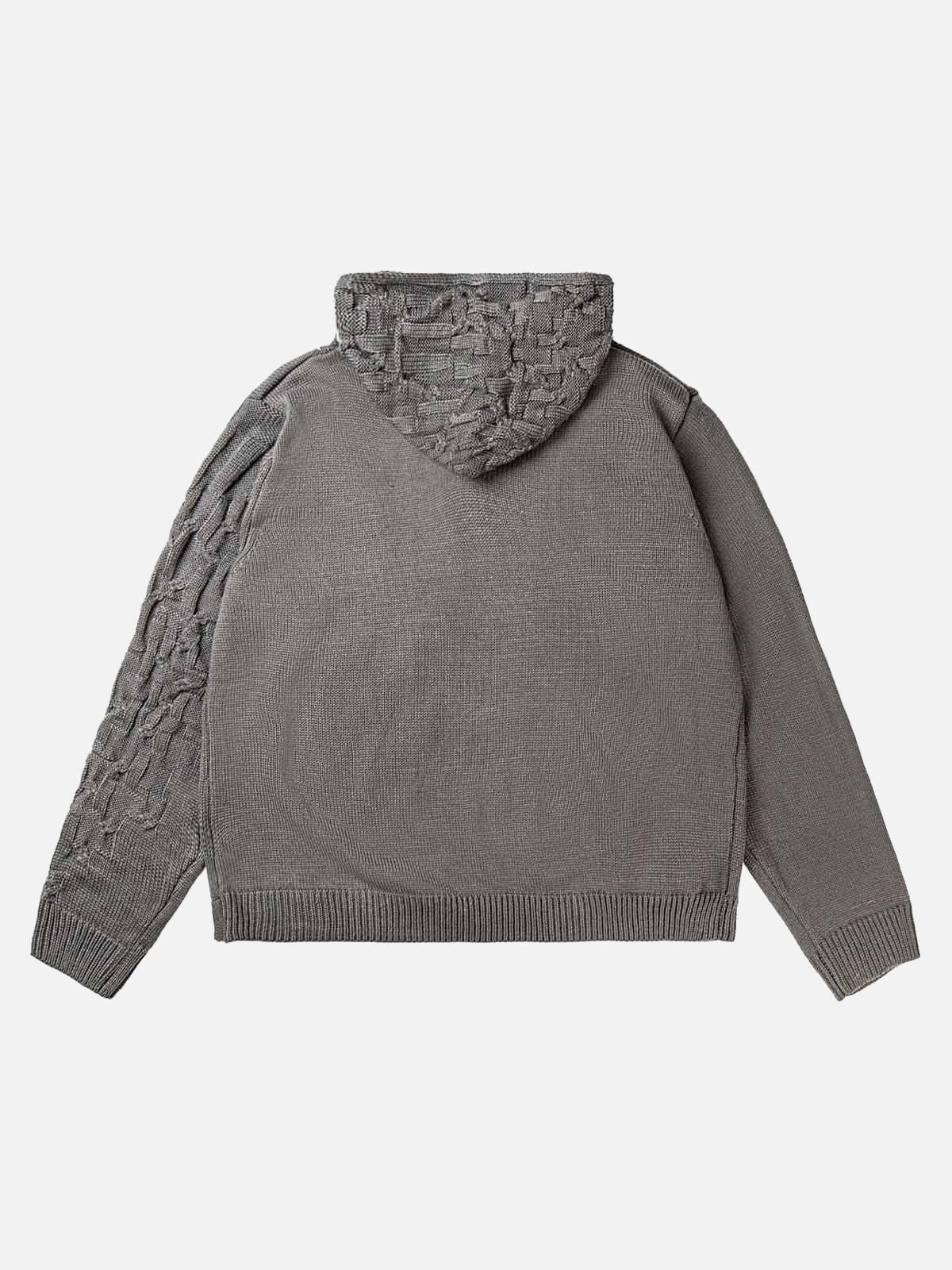 Concert Outfit Asymmetric Irregular Knitted Sweater Hoodie