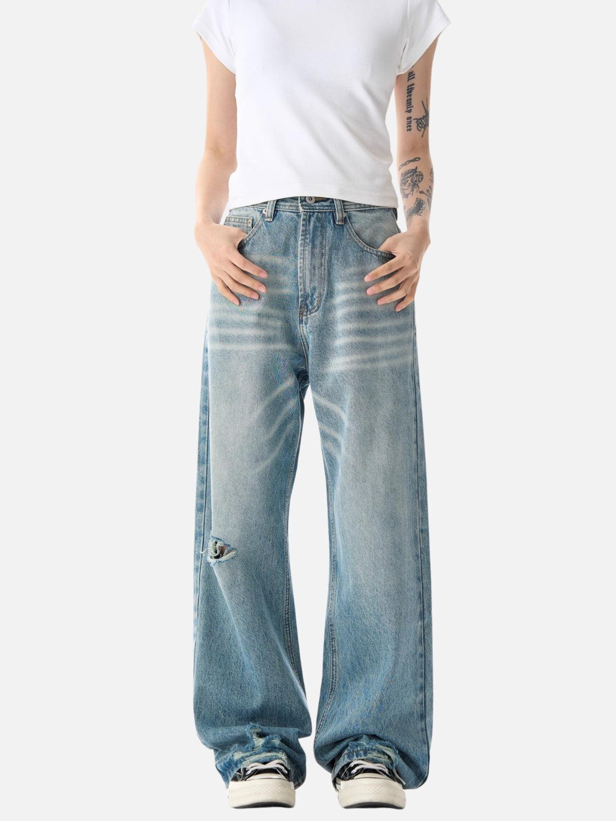 Concert Outfit Basic Distressed Loose Jeans