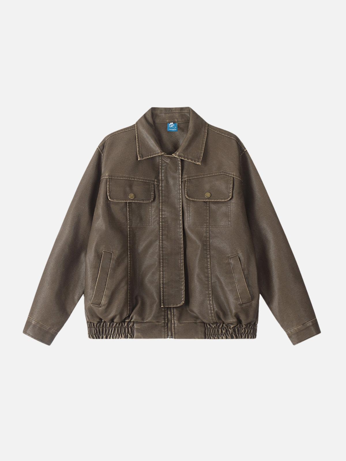 Concert Outfit Basic Pocket Faux Leather Jacket