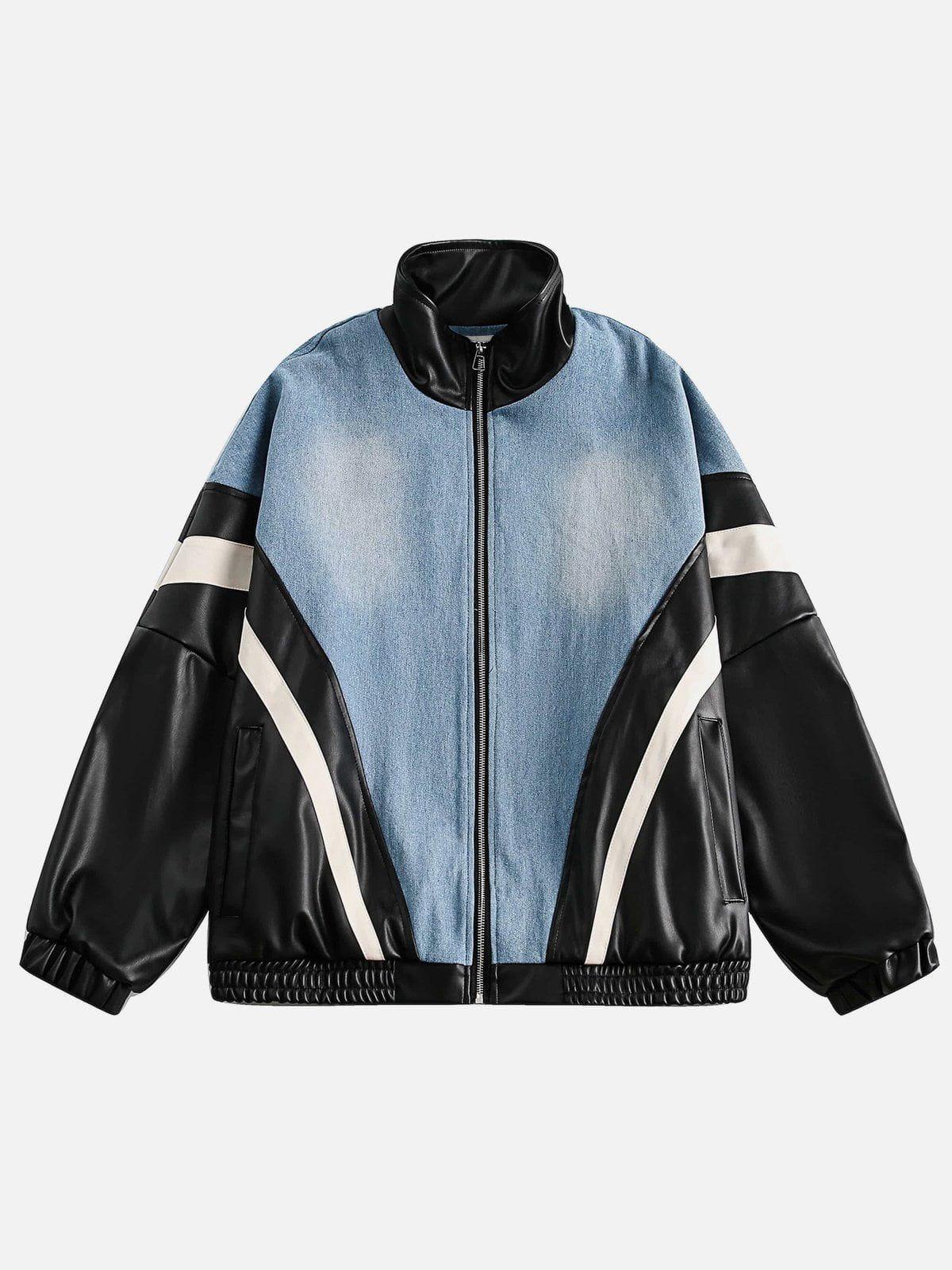 Concert Outfit Batwing Sleeves Faux Leather Jacket