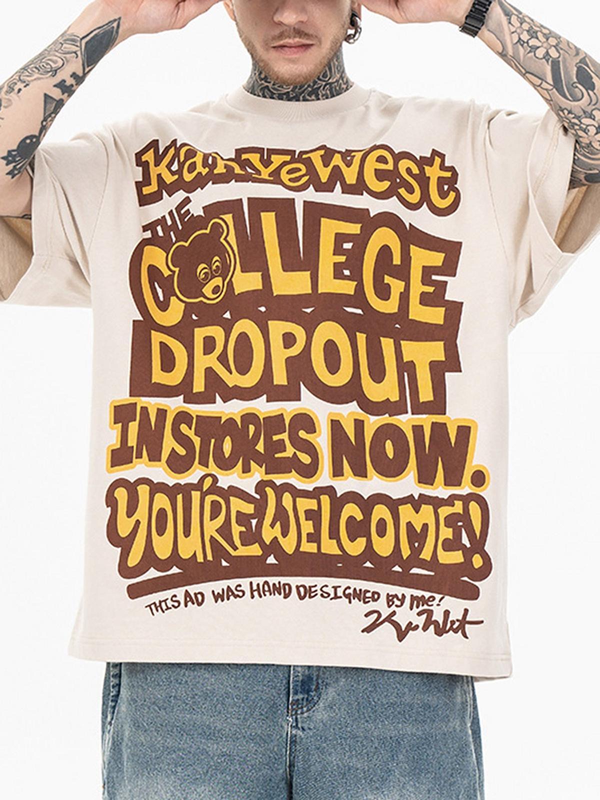 Concert Outfit Bear Letter Print Hip Hop Short Sleeve T-Shirt