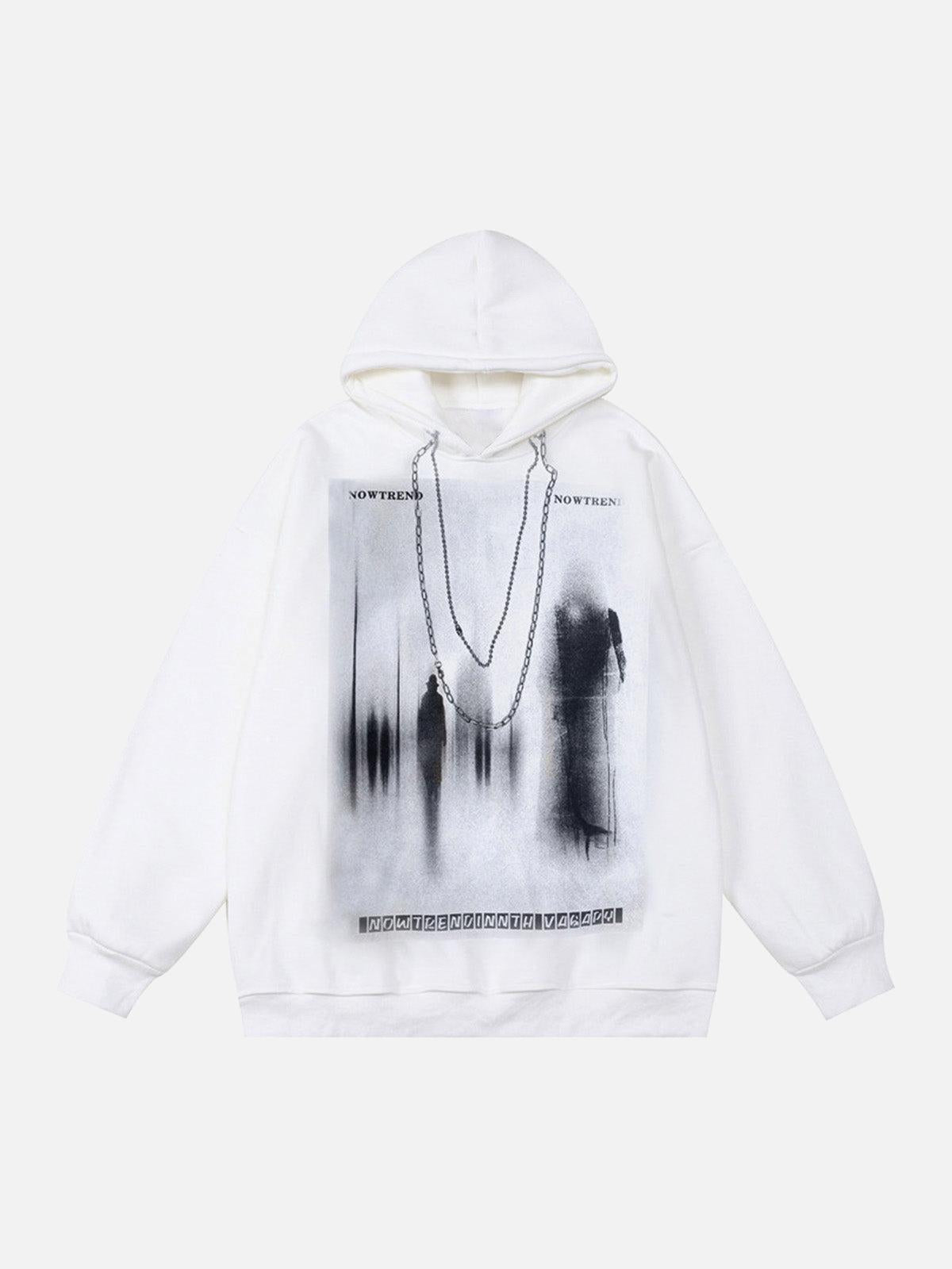 Concert Outfit Blur Graphic Chain Hooded Sweatshirt