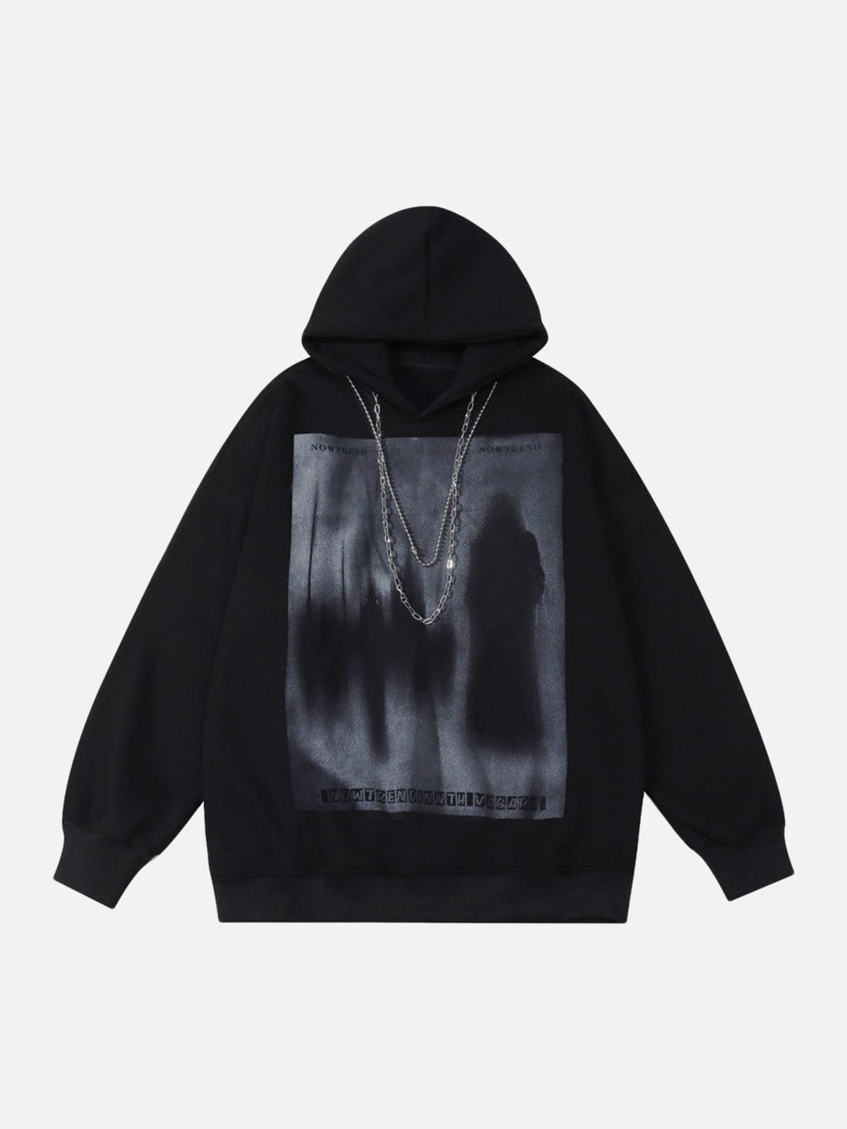 Concert Outfit Blur Graphic Chain Hooded Sweatshirt