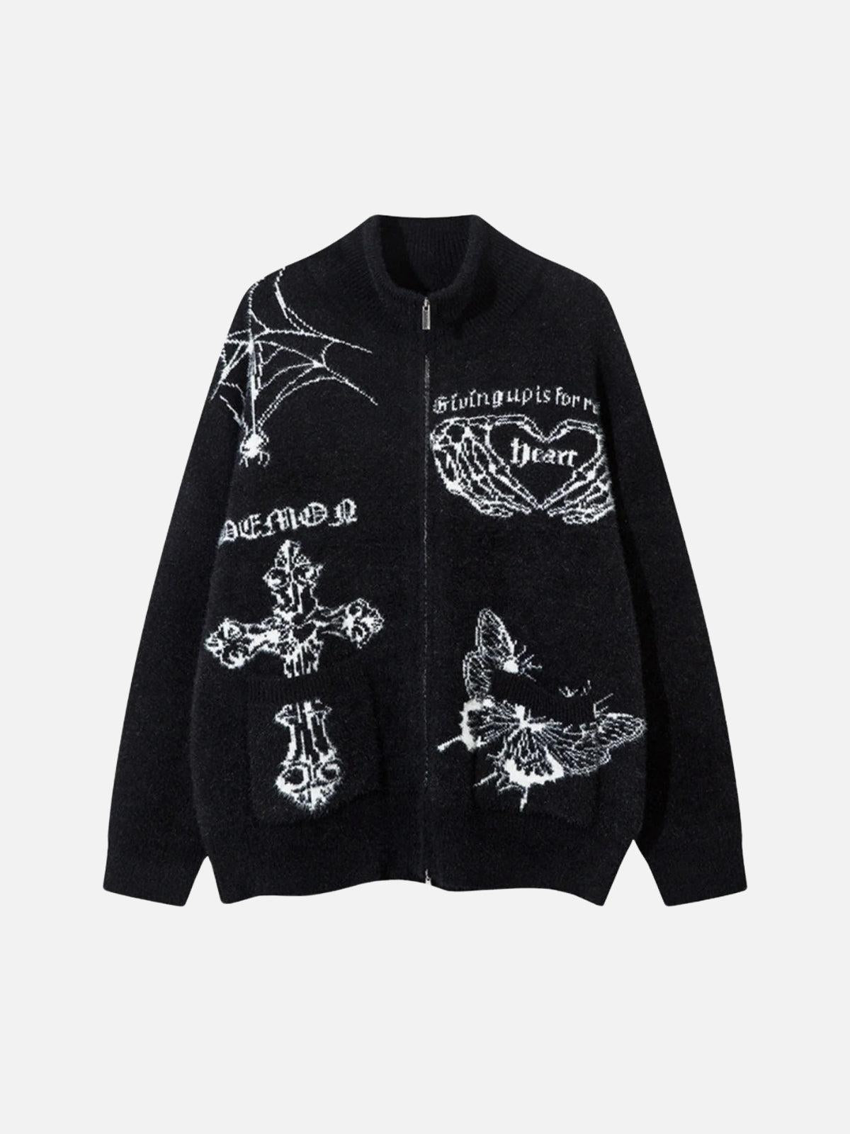 Concert Outfit Butterfly Cross Knit Cardigan