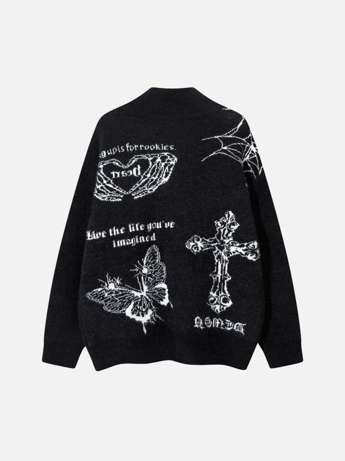 Concert Outfit Butterfly Cross Knit Cardigan