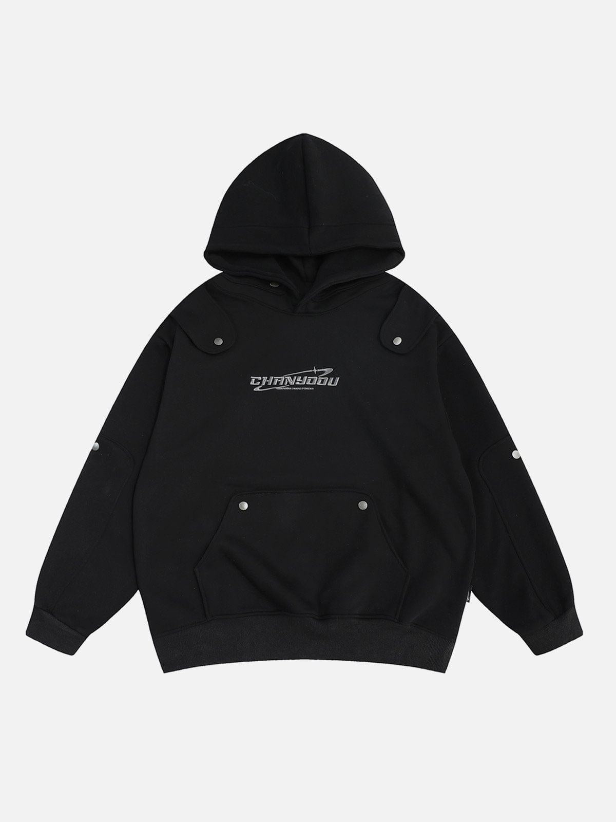 Concert Outfit Button Deconstructive Hoodie