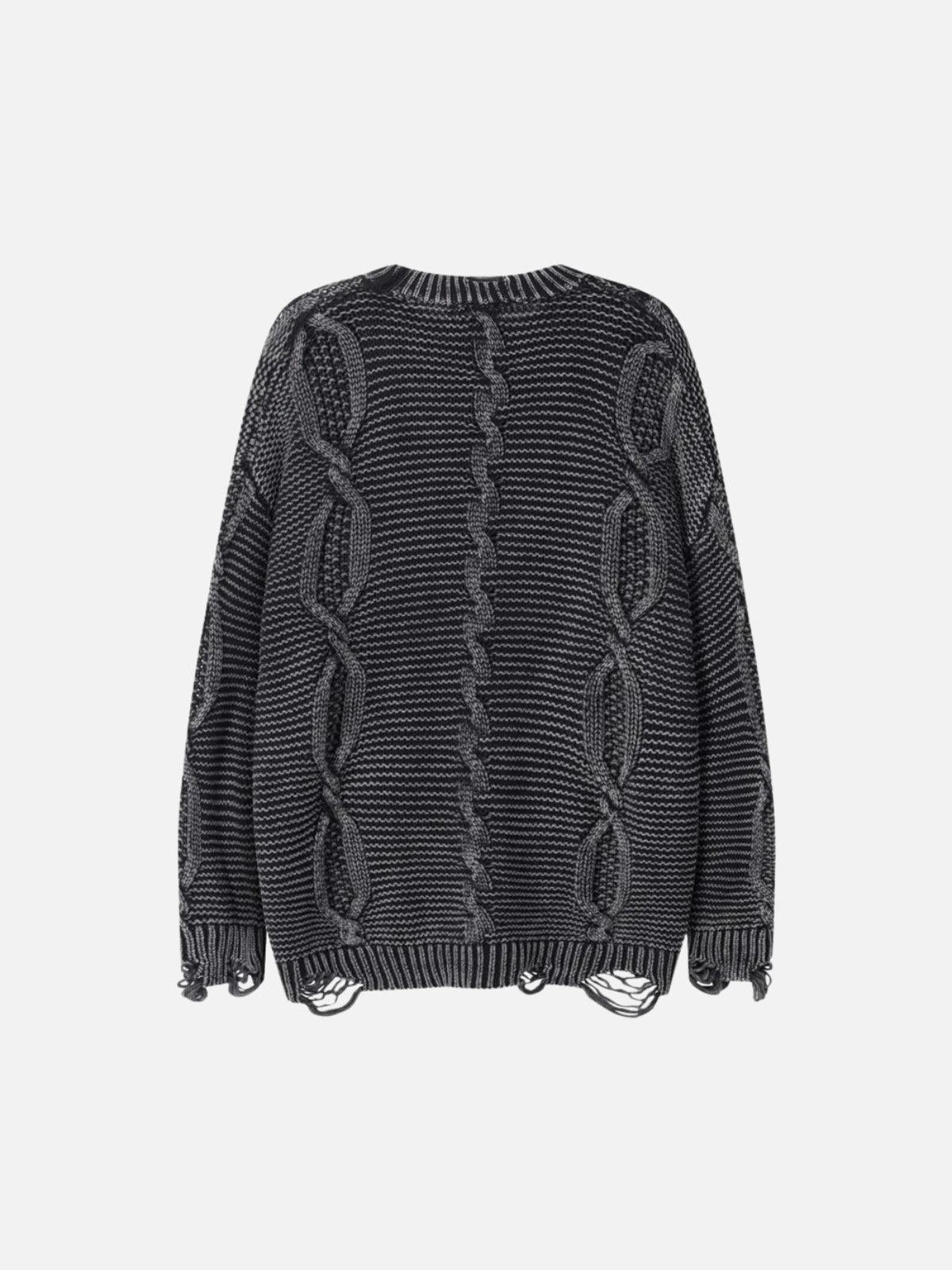 Concert Outfit Cable Knit Ripped Sweater