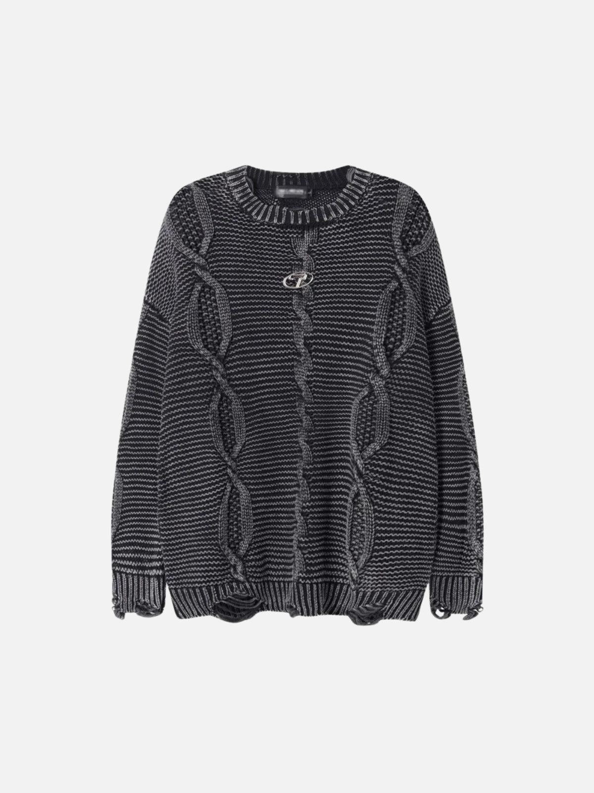 Concert Outfit Cable Knit Ripped Sweater