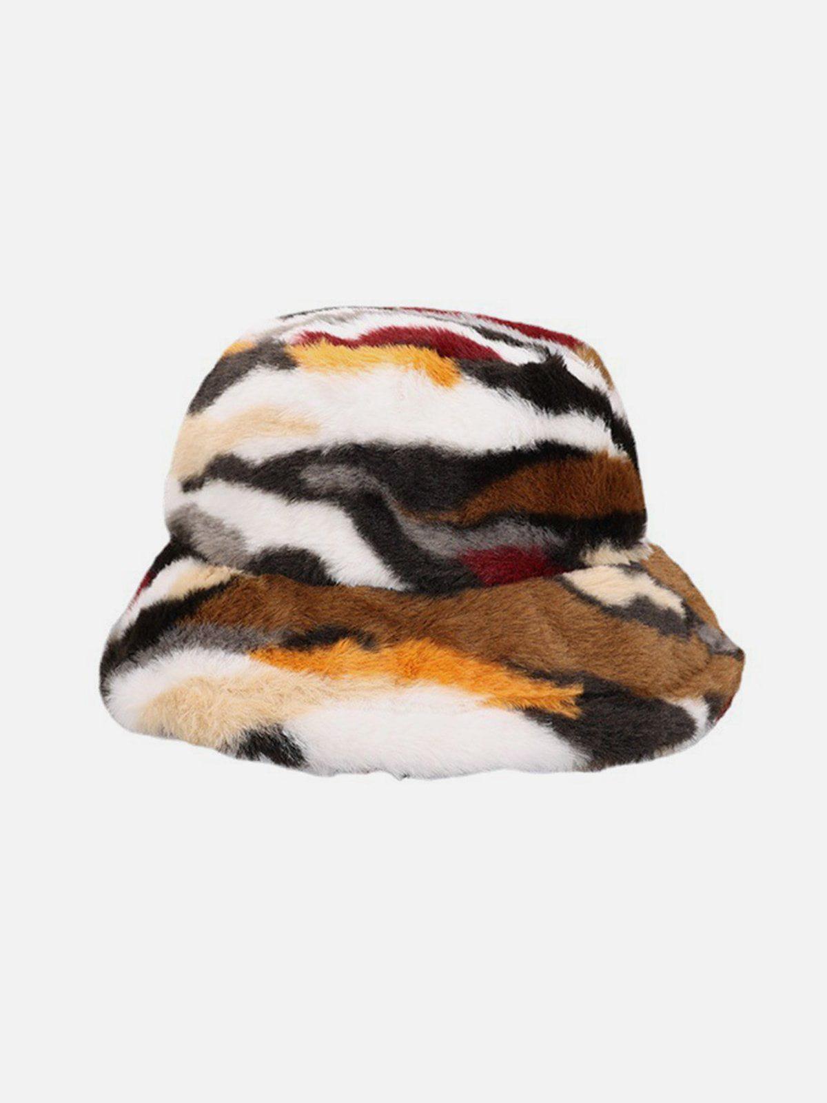 Concert Outfit Camo Stripe Plush Vintage Bucket Hat