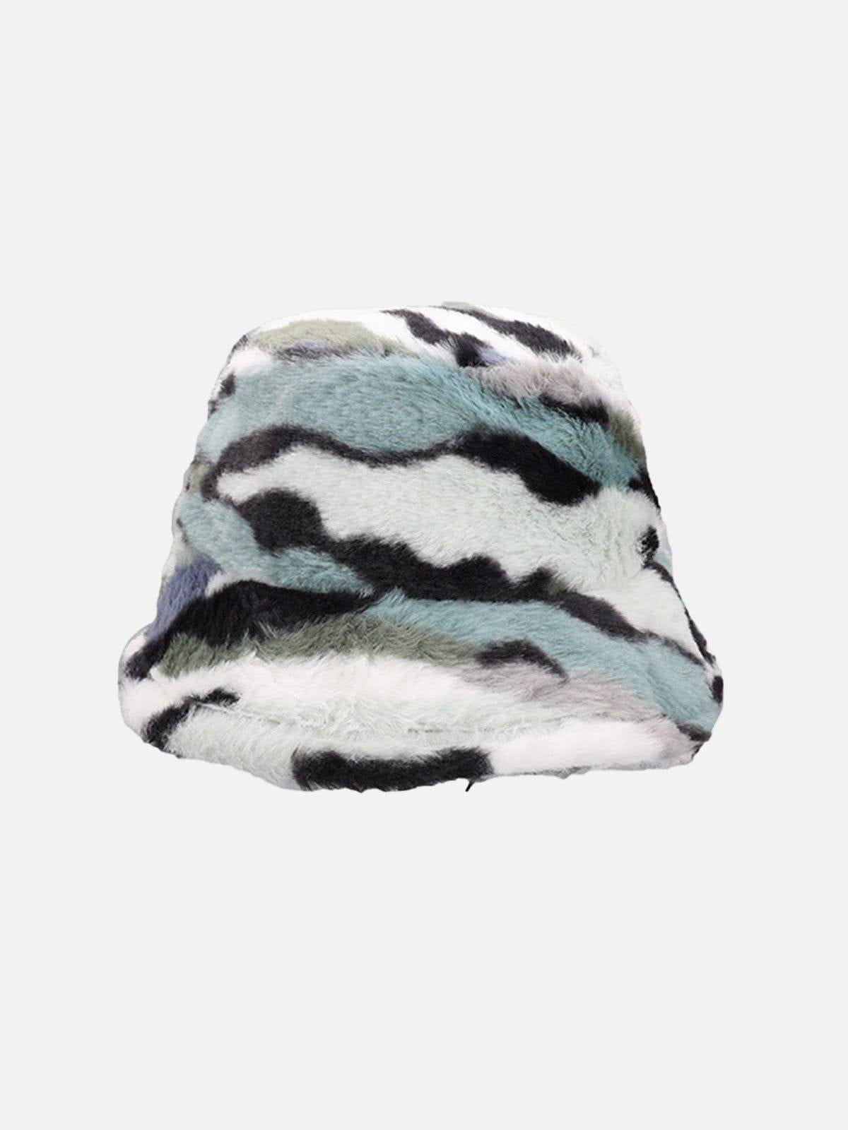 Concert Outfit Camo Stripe Plush Vintage Bucket Hat
