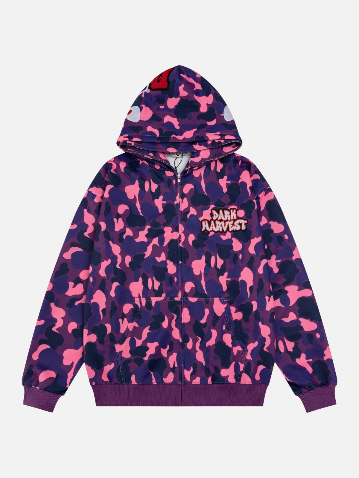 Concert Outfit Camouflage Double Cap Design Hoodie