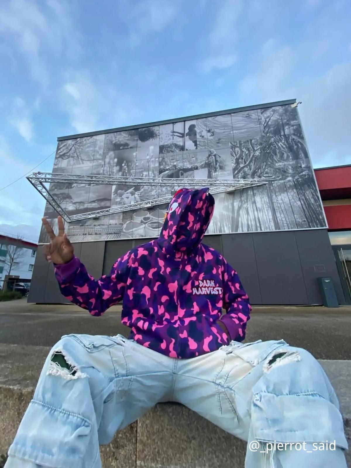 Concert Outfit Camouflage Double Cap Design Hoodie