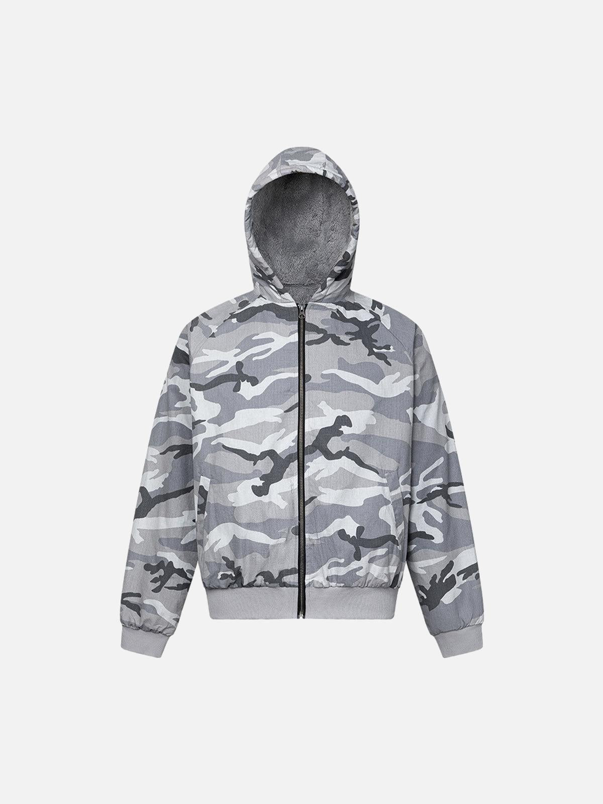 Concert Outfit Camouflage Fleece Hooded Jacket
