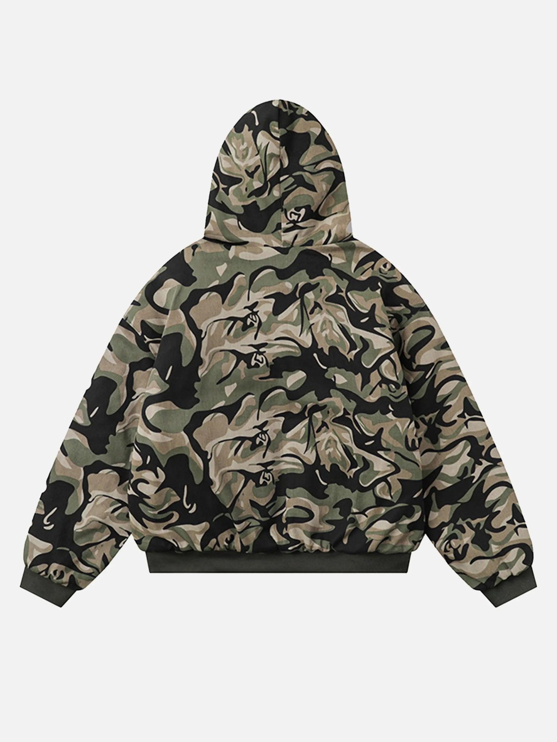 Concert Outfit Camouflage Fur Zipper Hoodie