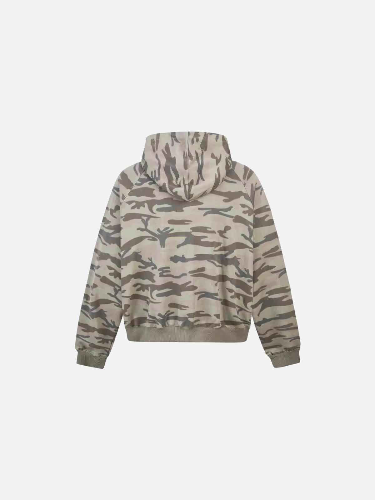 Concert Outfit Camouflage Sequin Letter Pattern Zipper Hoodie