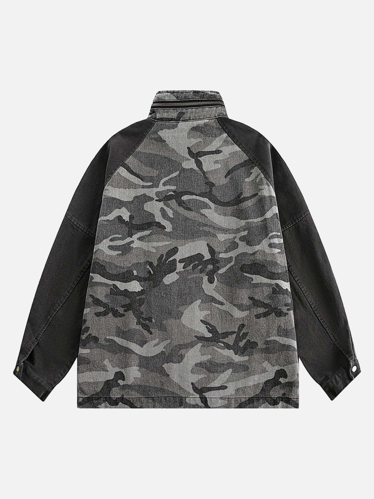 Concert Outfit Camouflage Stitching Stand Collar Military Jacket