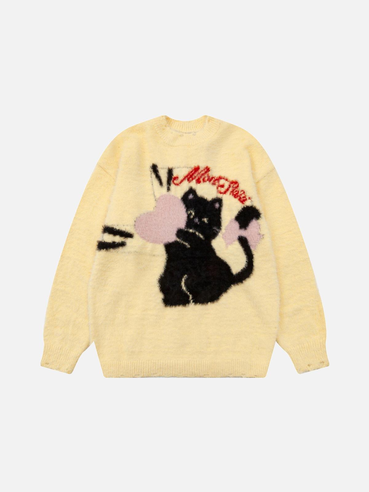 Concert Outfit Cartoon Cat Jacquard Sweater