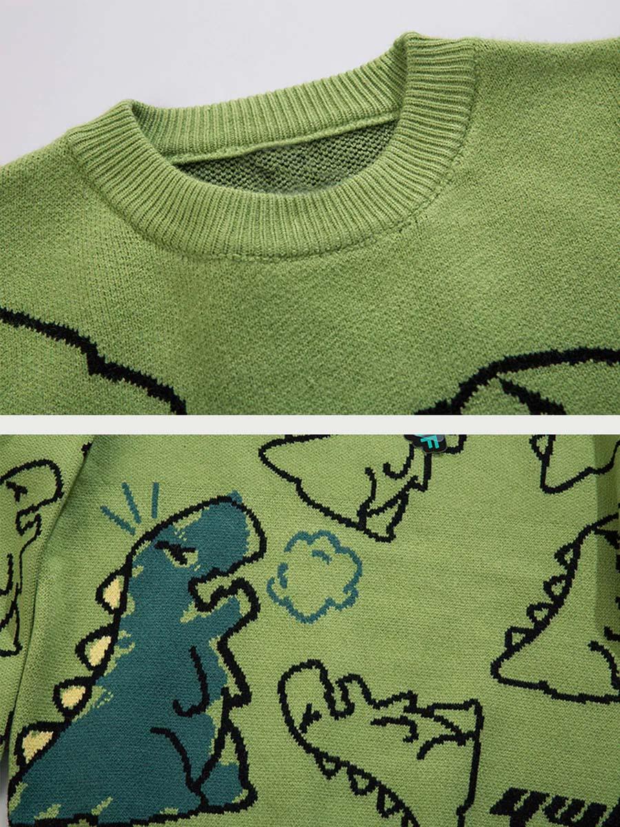 Concert Outfit Cartoon Dinosaur Printed Sweater Concert Outfit Cartoon Dinosaur Printed Sweater