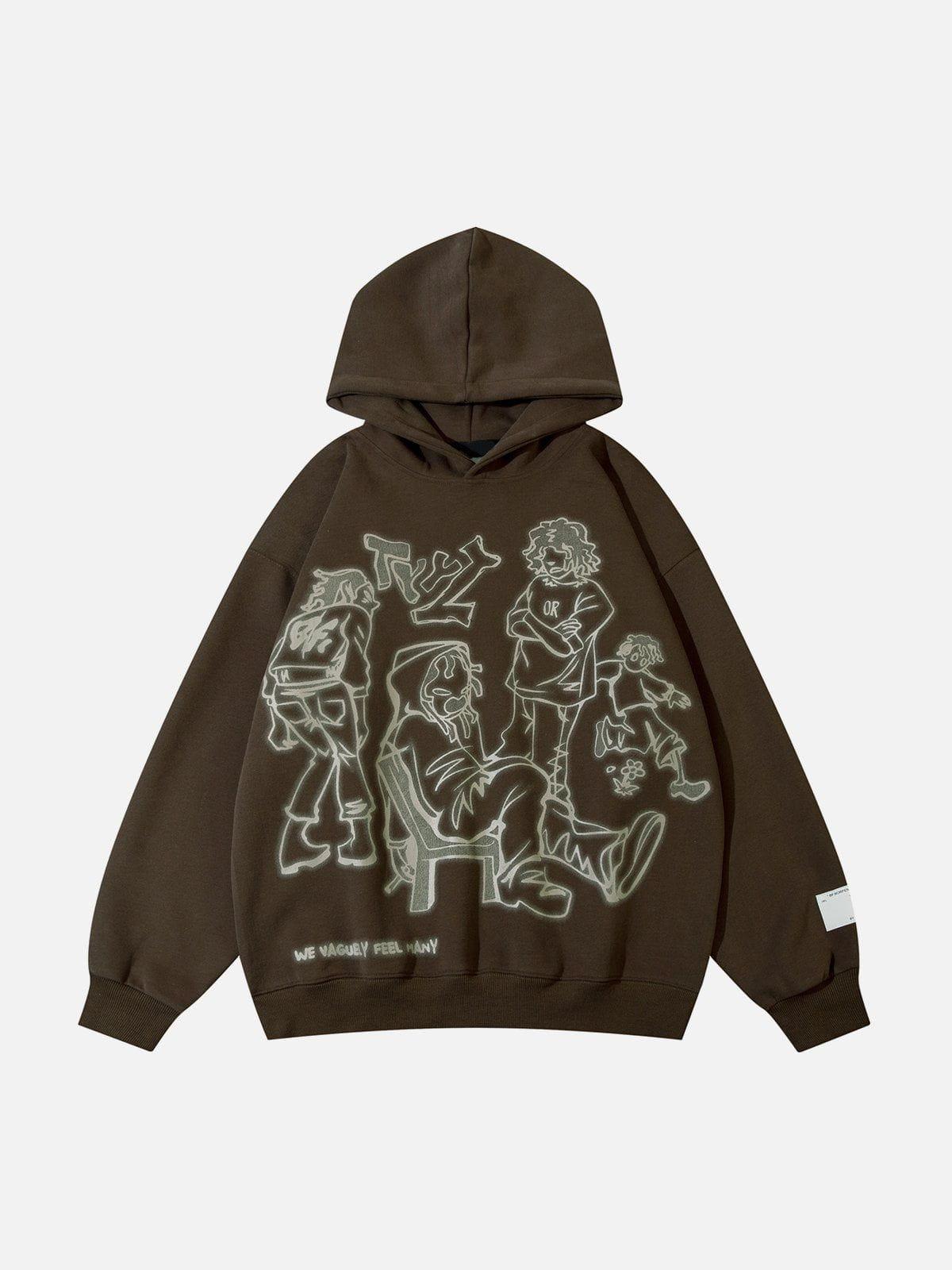 Concert Outfit Cartoon Line Character Print Hoodie