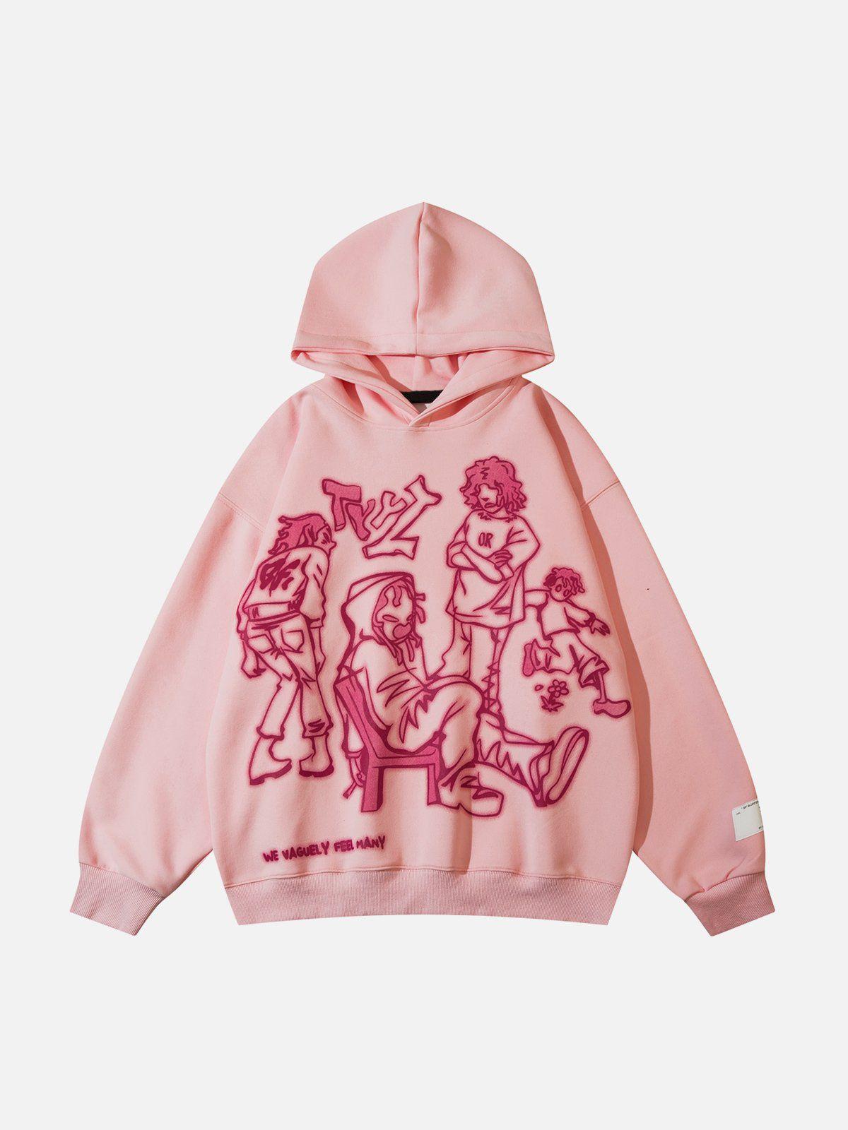 Concert Outfit Cartoon Line Character Print Hoodie