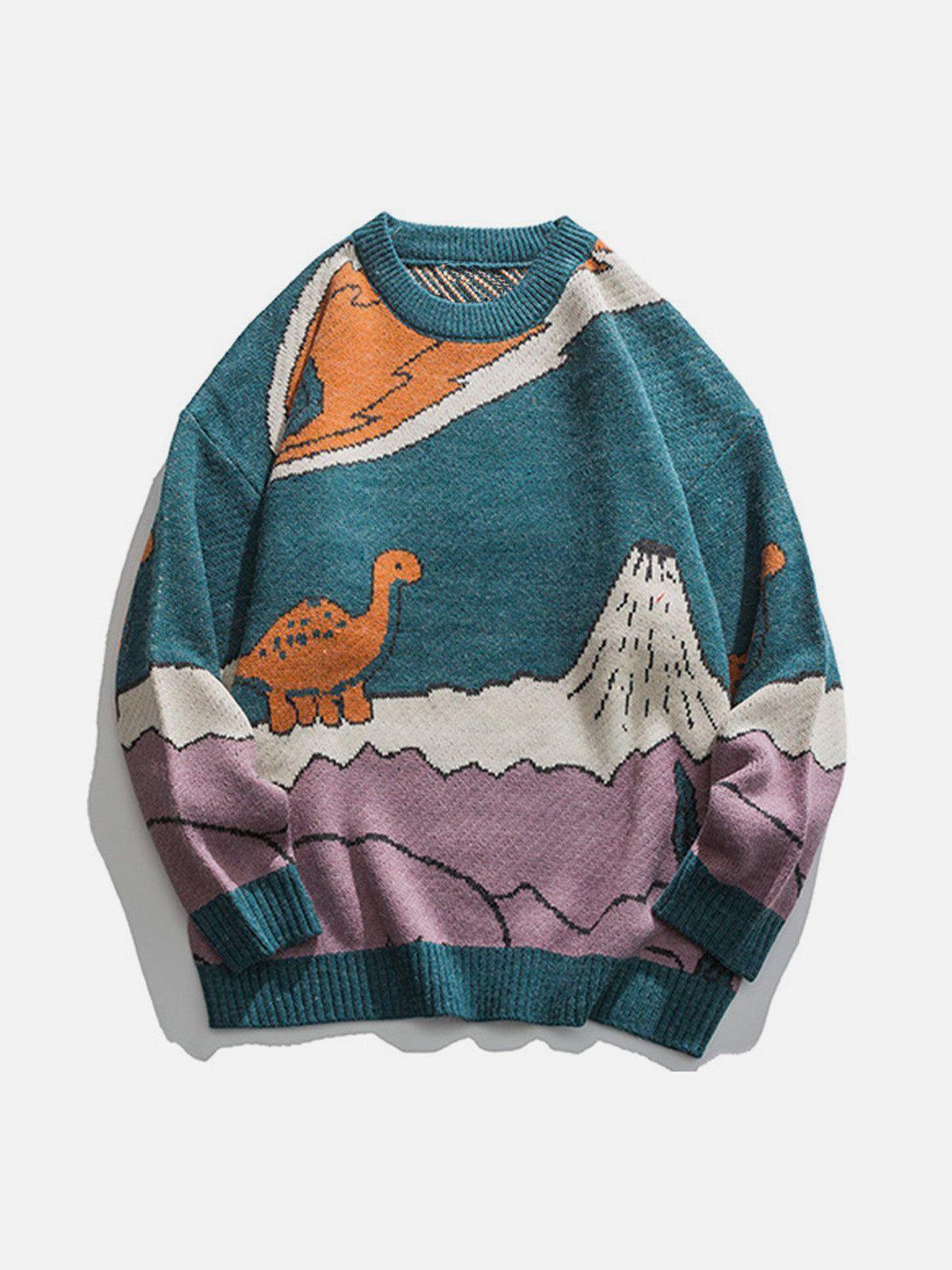 Concert Outfit Cartoon Little Dinosaur Knit Sweater