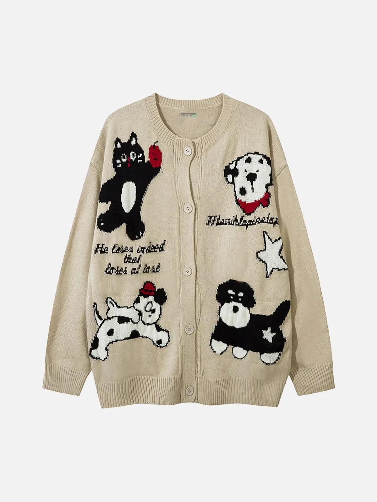 Concert Outfit Cartoon Pets Knitted Cardigan