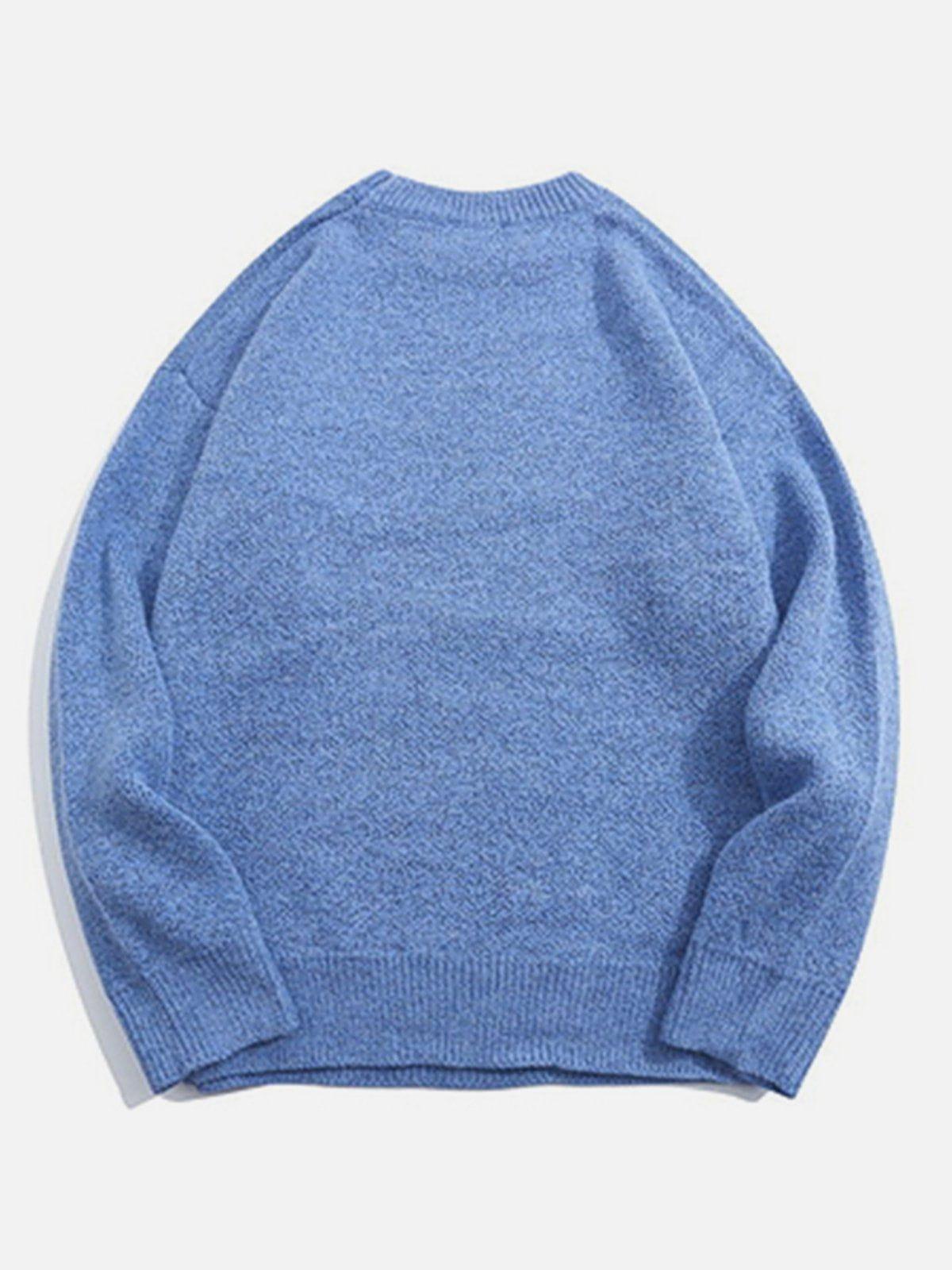 Concert Outfit Cartoon Shark Pattern Knitted Sweater