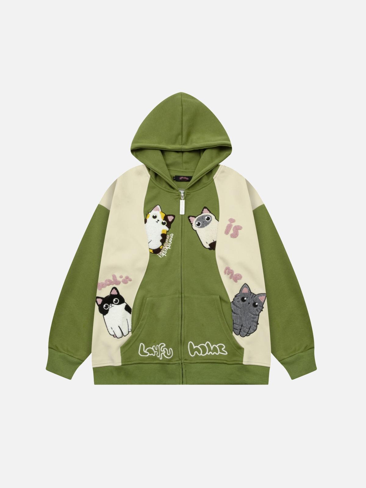 Concert Outfit Cat Contrast Color Hoodie