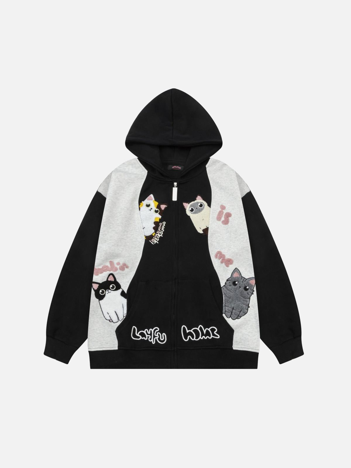 Concert Outfit Cat Contrast Color Hoodie
